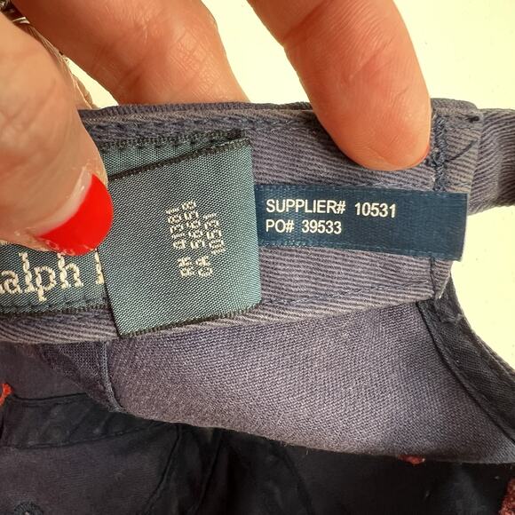 Vtg Polo Ralph Lauren Hat Big Pony Number 3 Adjustable Strapback Cap Navy Red - Picture 11 of 11